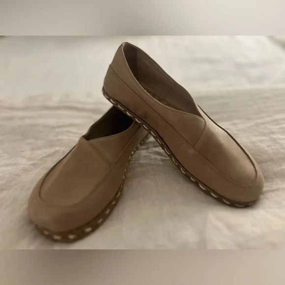 Nefes Handmade Barefoot Grounding Slip-On Loafer Shoes Taupe Leather 8 - 8.5 - Picture 4 of 12